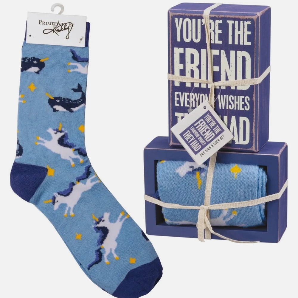 Primitives by Kathy “Friends” Box Sign & Sock Set
